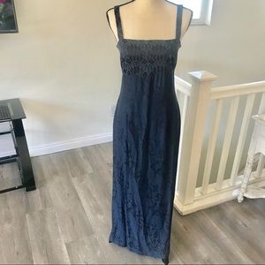 HELENA SOREL Navy Blue Print Long Dress Size 42
